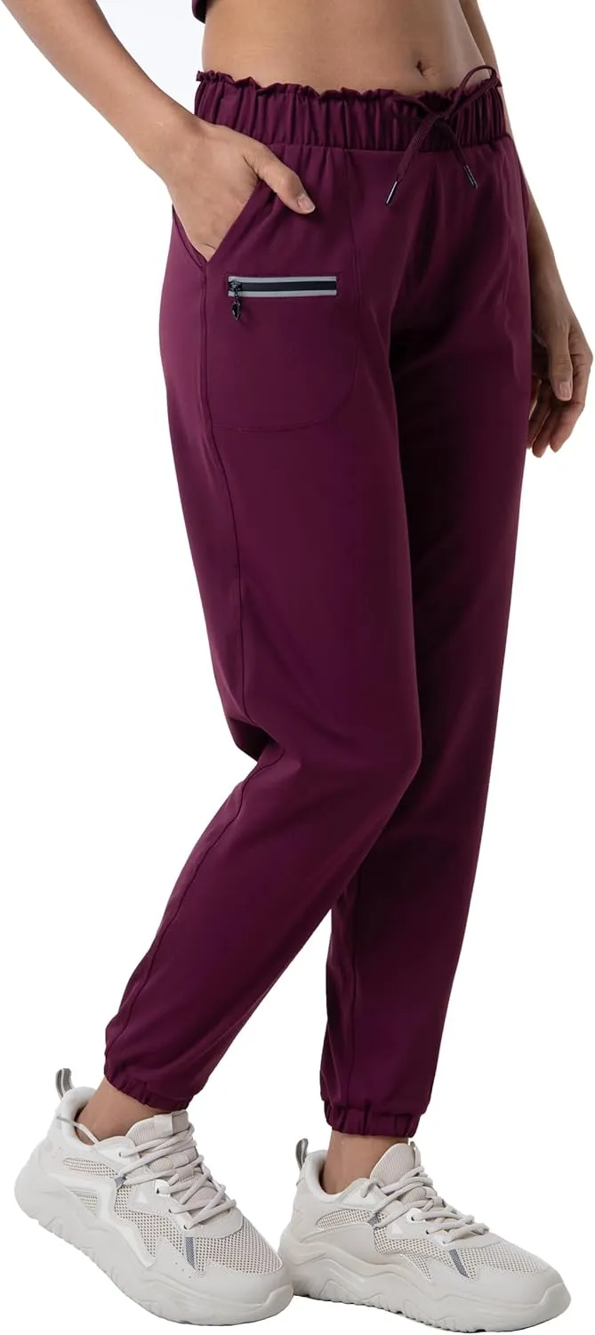 Haowind Joggers for Women with Pockets Elastic Waist Workout Sport Gym Pants Comfy Lounge Yoga Running Pants