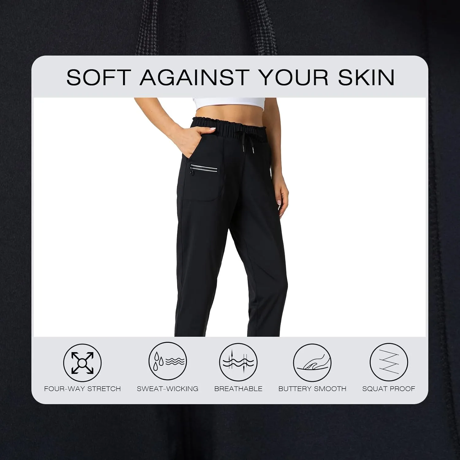 Haowind Joggers for Women with Pockets Elastic Waist Workout Sport Gym Pants Comfy Lounge Yoga Running Pants