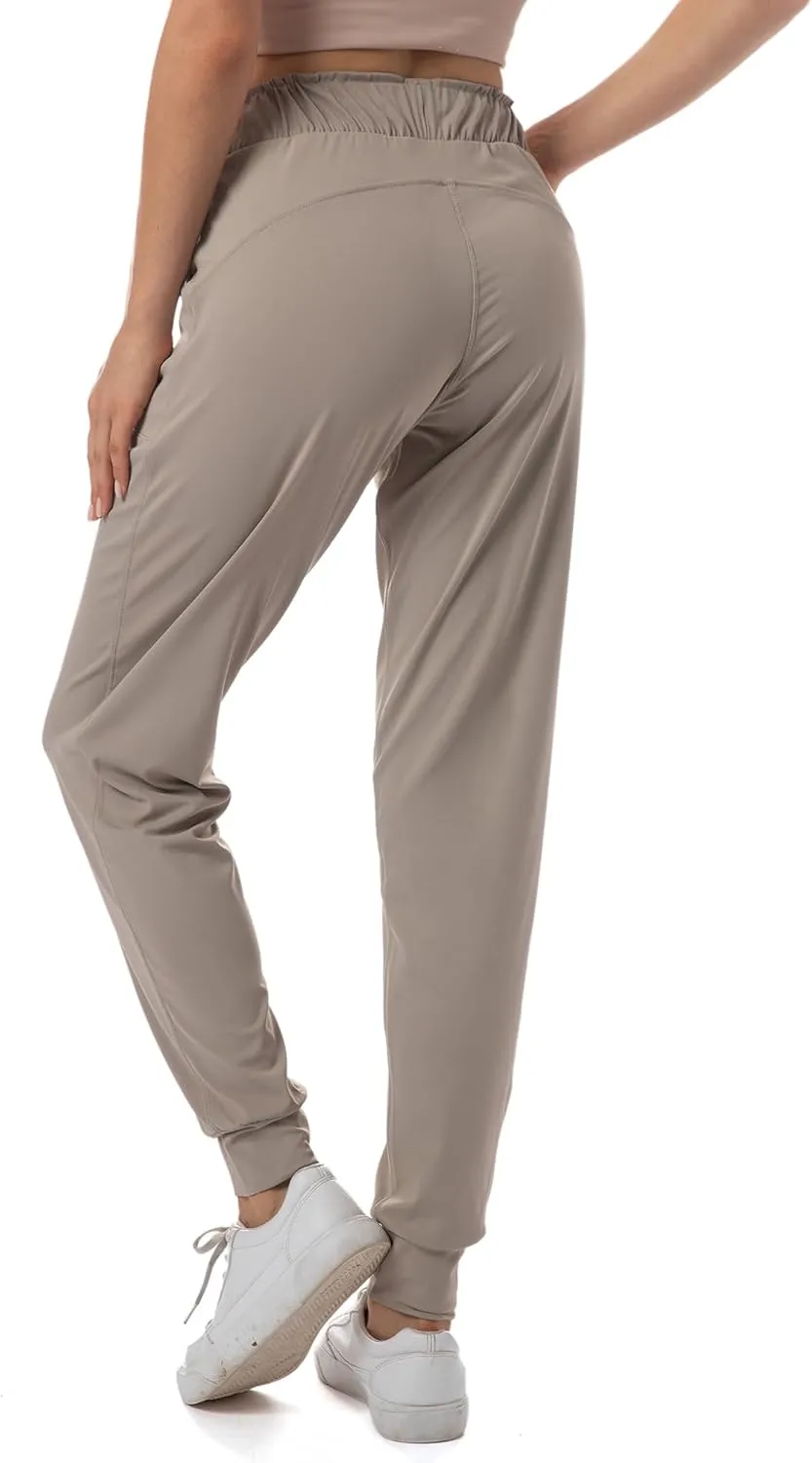 Haowind Joggers for Women with Pockets Elastic Waist Workout Sport Gym Pants Comfy Lounge Yoga Running Pants