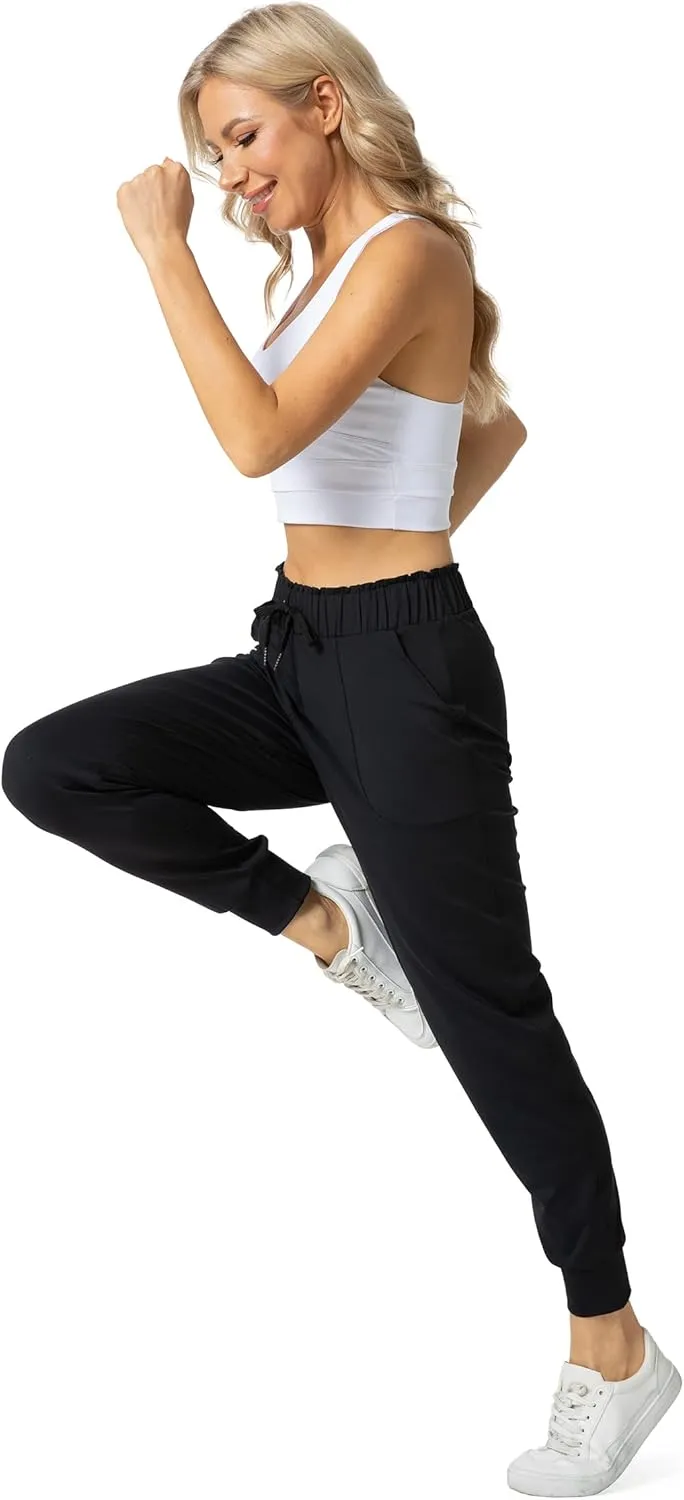 Haowind Joggers for Women with Pockets Elastic Waist Workout Sport Gym Pants Comfy Lounge Yoga Running Pants