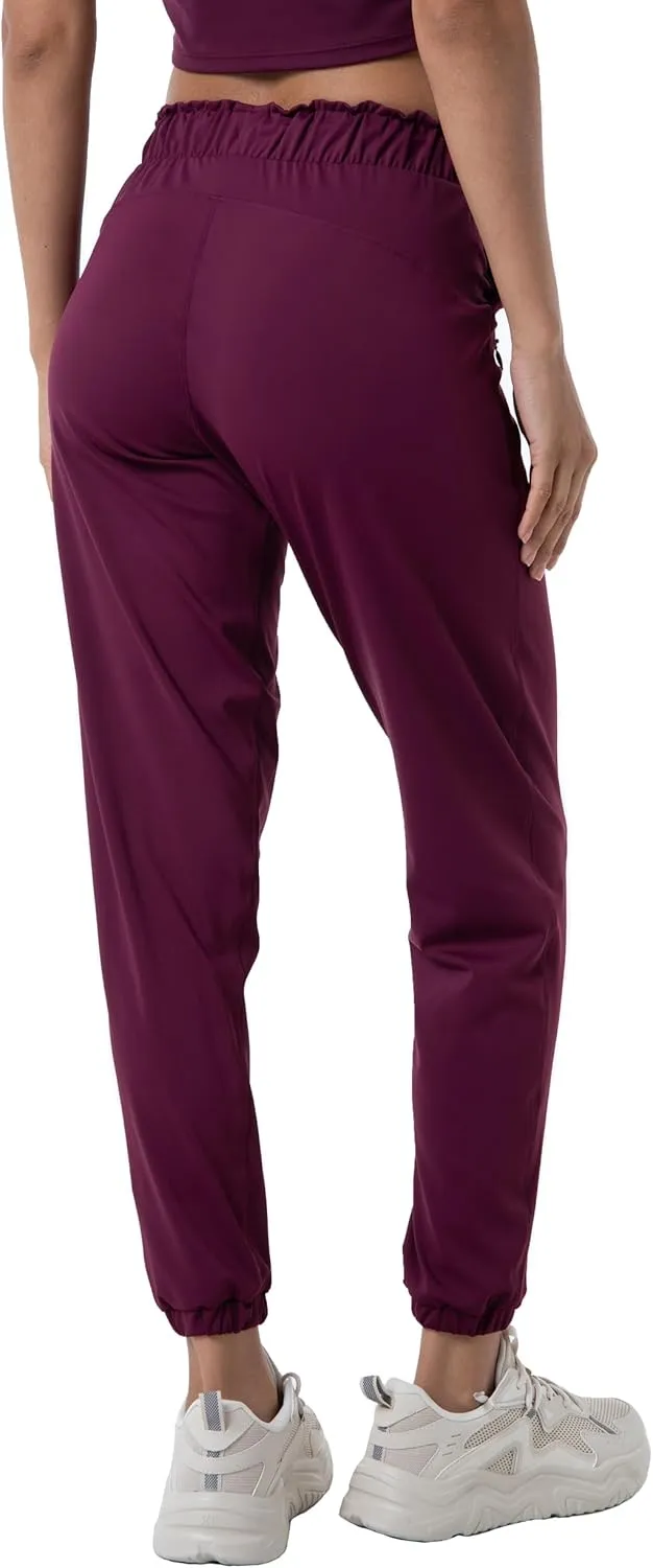 Haowind Joggers for Women with Pockets Elastic Waist Workout Sport Gym Pants Comfy Lounge Yoga Running Pants