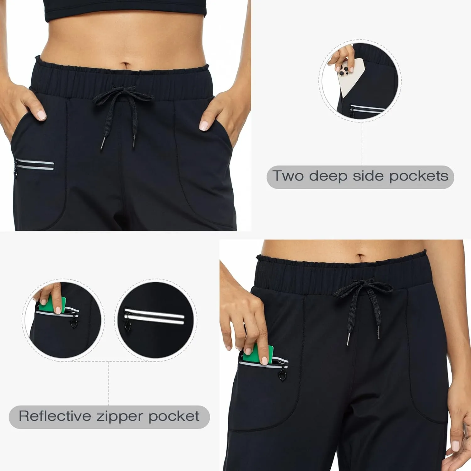 Haowind Joggers for Women with Pockets Elastic Waist Workout Sport Gym Pants Comfy Lounge Yoga Running Pants