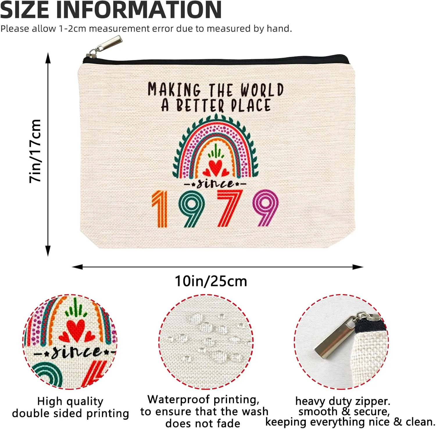 Happy 46th Birthday Gifts for Her Women Makeup Bag, Best 1979 Anniversary 46th Birthday Decorations, 46 Year old and Fabulous Gifts Ideas for Wife, Mom, Mothers Day, Christmas Cosmetic Travel Pouch