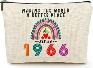 Happy 59th Birthday Gifts for Her Women Makeup Bag, Best 1966 Anniversary 59th Birthday Decorations, 59 Year old and Fabulous Gifts Ideas for Wife, Mom, Mothers Day, Christmas Cosmetic Travel Pouch