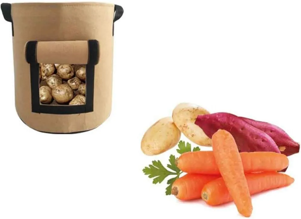 Happyyami Heavy Duty Growing Bag 38l Nonwoven Sweet Potato Planting Pouch Sturdy Handle Straps for Planting