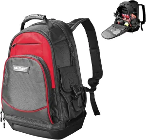 HAUTMEC Heavy-Duty Tool Backpack, 1680D Pro Backpack Tool Bag with Padded Laptop Compartment, 22 Pockets & Molded Waterproof Base for Electricians, Contractors, and Technicians – HT0285