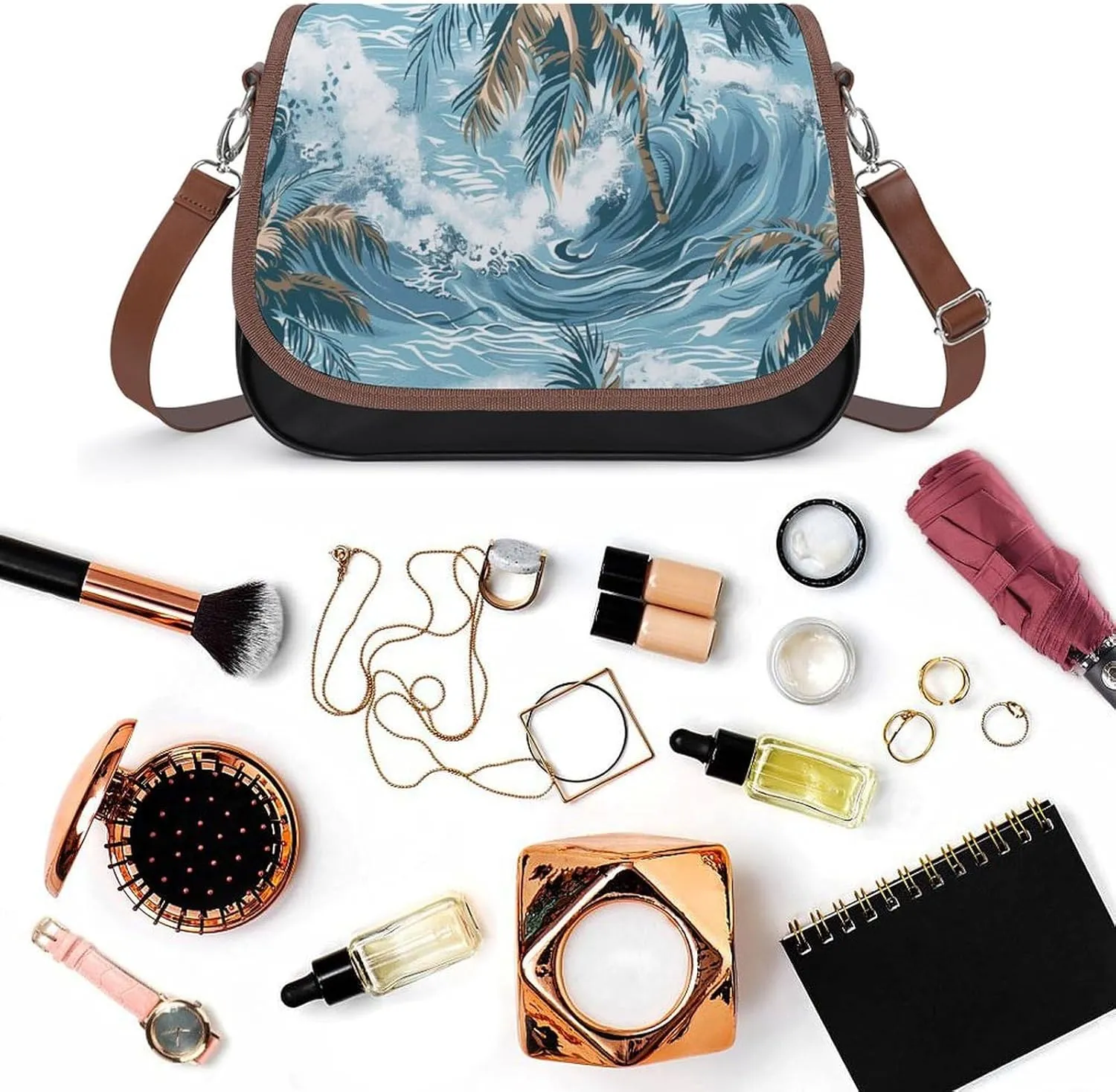 Hawaii Women's Purse Adjustable Shoulder Strap Crossbody Bag Magic Buckle Large-Capacity Handbag