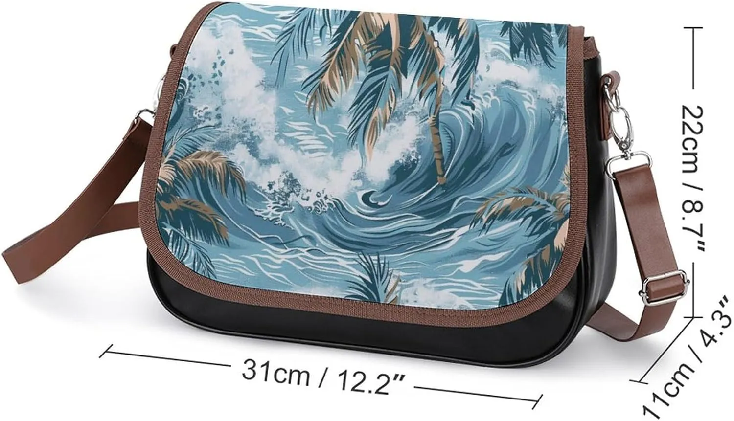Hawaii Women's Purse Adjustable Shoulder Strap Crossbody Bag Magic Buckle Large-Capacity Handbag