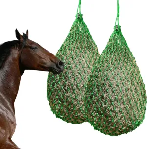 Hay Net for Horses, 2 Pcs Slow Hay Bags for Horse 40 Inch Green Net Hay Feeder Bag for Goat Sheep