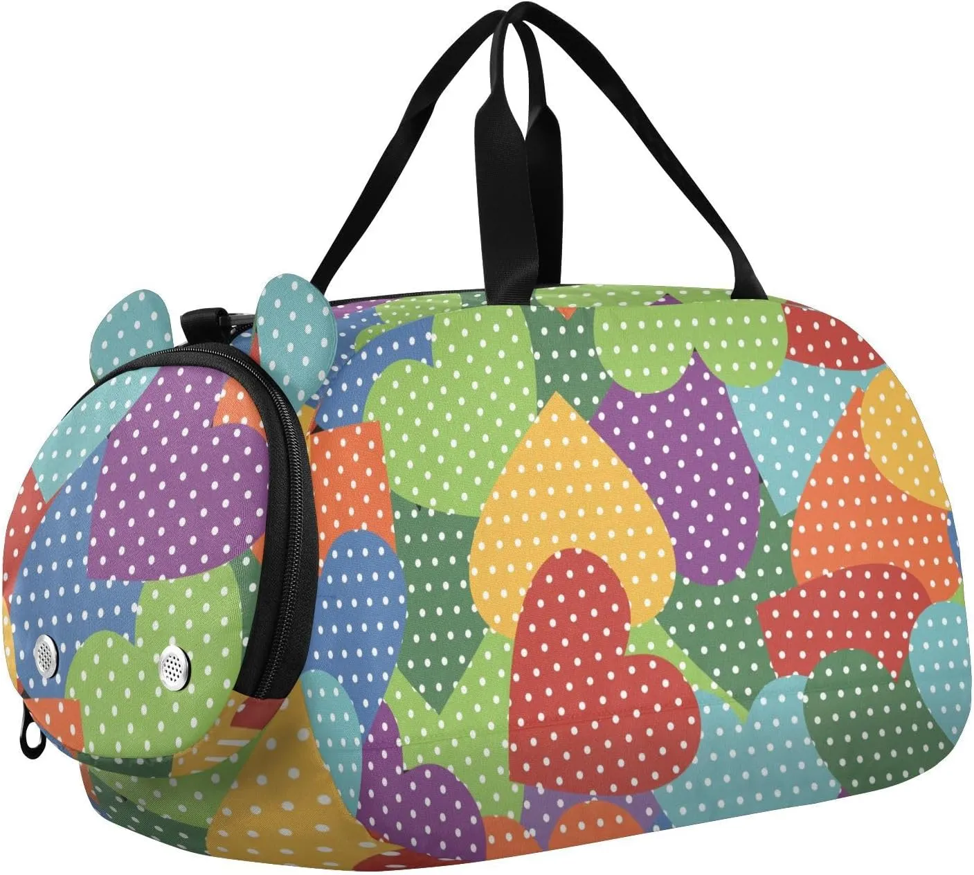 Hearts Polka Dots Duffel Bags for Boys Small Gym Bags for Teens Dance Bag for Girls