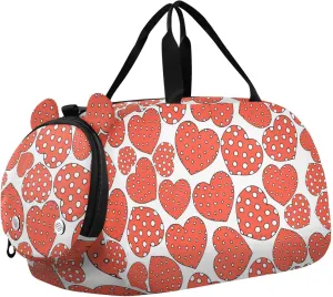 Hearts with Dots Duffel Bags for Boys Small Gym Bags for Teens Dance Bag for Girls