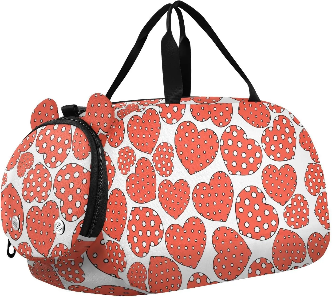 Hearts with Dots Duffel Bags for Boys Small Gym Bags for Teens Dance Bag for Girls