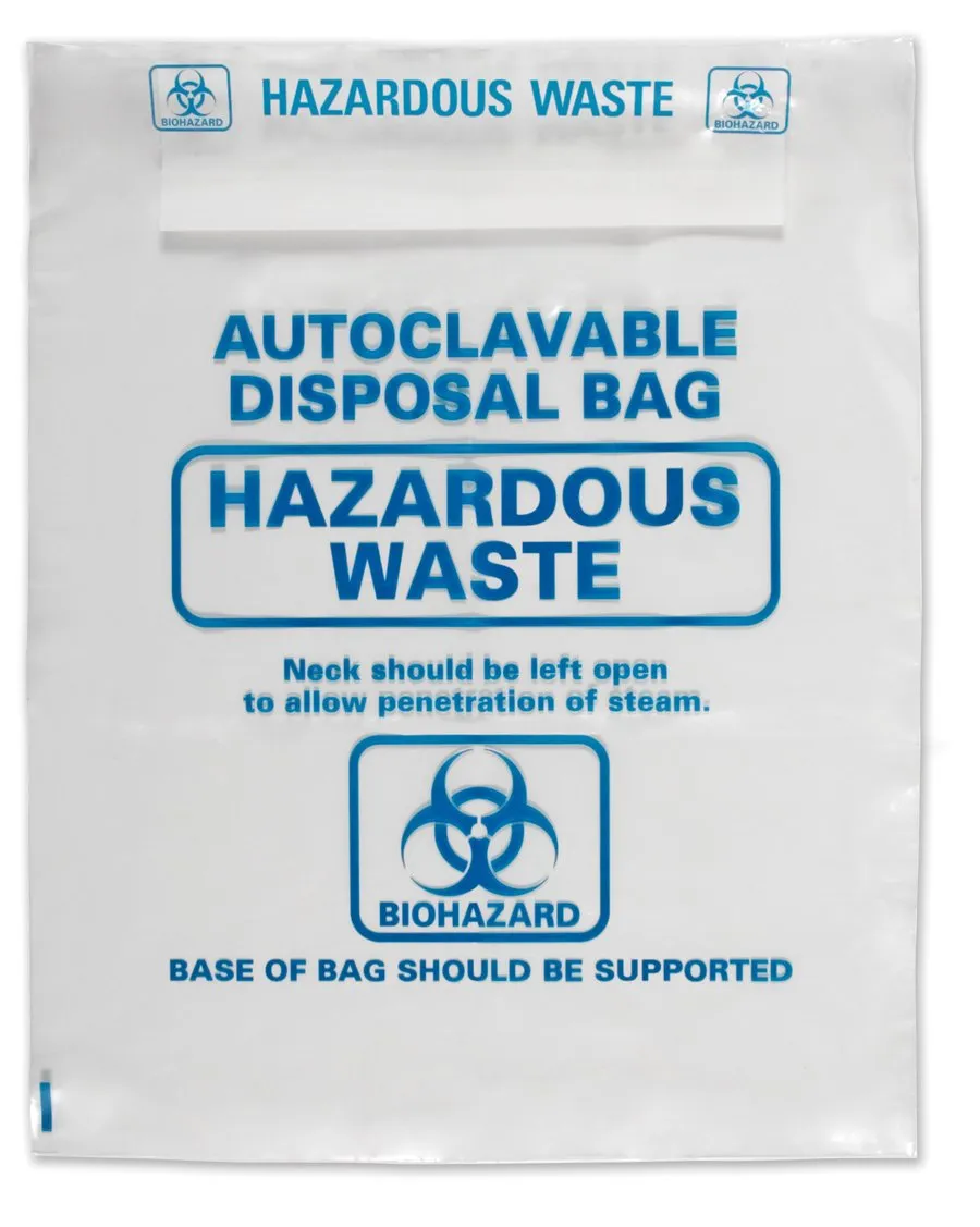 Heathrow Scientific HS1002A Autoclavable Bags, 14 Liter Capacity, Disposable, Pack of 200