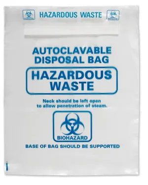 Heathrow Scientific HS1002A Autoclavable Bags, 14 Liter Capacity, Disposable, Pack of 200
