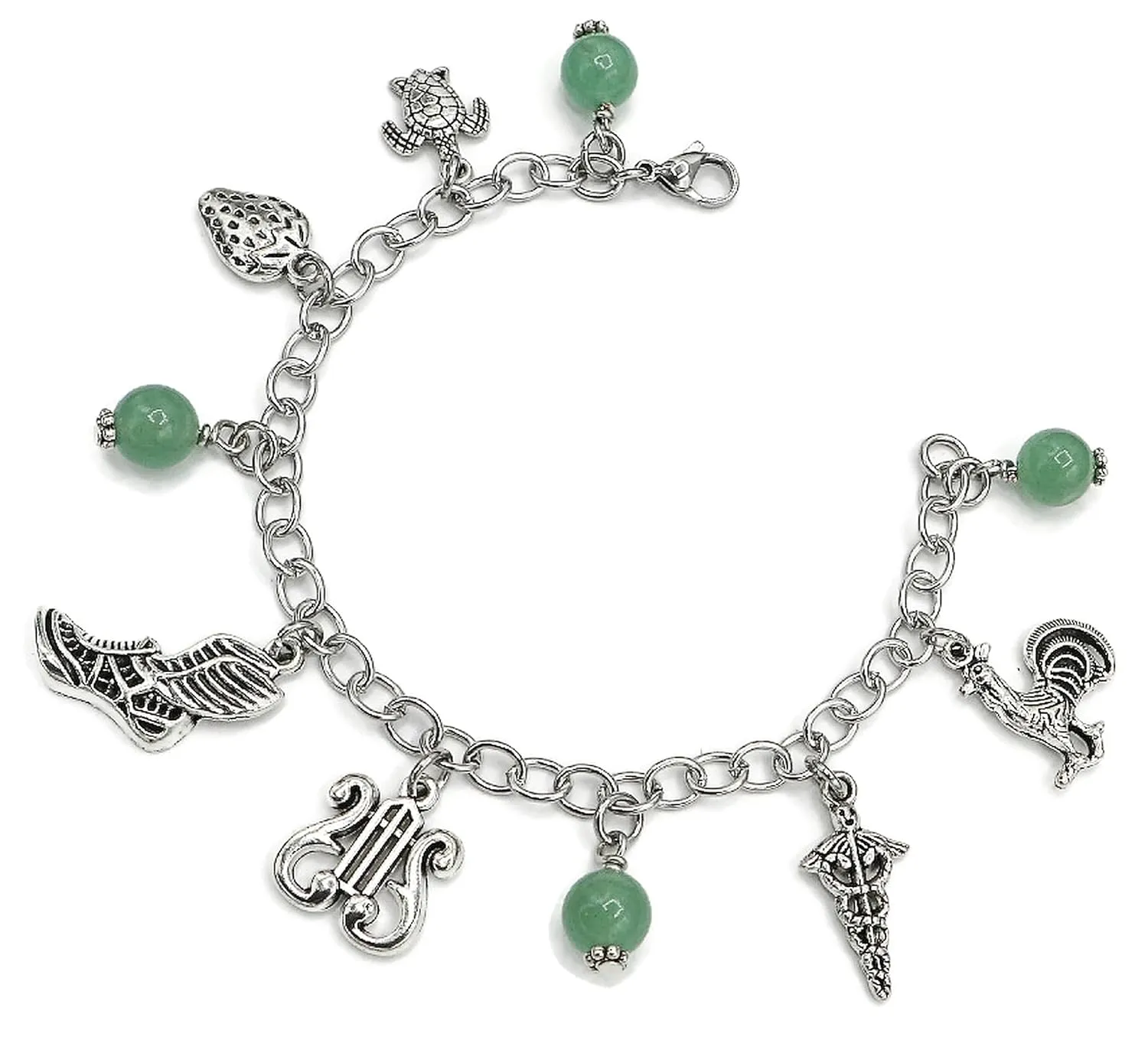 Hermes Charm Bracelet - Greek Mythology Jewelry - Messenger God Bracelet - Pagan, Wiccan (8 IN)