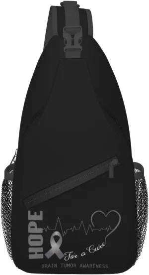 Hope For A Cure Brain Tumor Awareness Crossbody Bags For Women Men Chest Backpack Gym Shoulder Bag Travel Outdoor Sports Casual Crossbody Bags