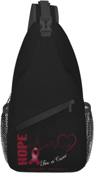 Hope For A Cure Headaches Awareness Crossbody Bags For Women Men Chest Backpack Gym Shoulder Bag Travel Outdoor Sports Casual Crossbody Bags