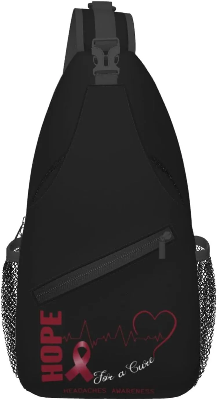 Hope For A Cure Headaches Awareness Crossbody Bags For Women Men Chest Backpack Gym Shoulder Bag Travel Outdoor Sports Casual Crossbody Bags