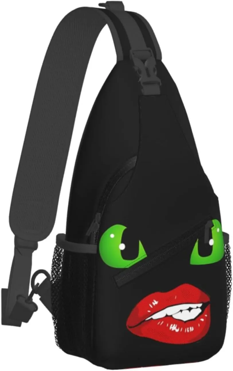 Hot Red Biting Lips Crossbody Bag Cross Chest Bag Adjustable Sling Backpack Sports Gym Shoulder Bags Travel Cycling Daypack Diagonally Casual Rucksack