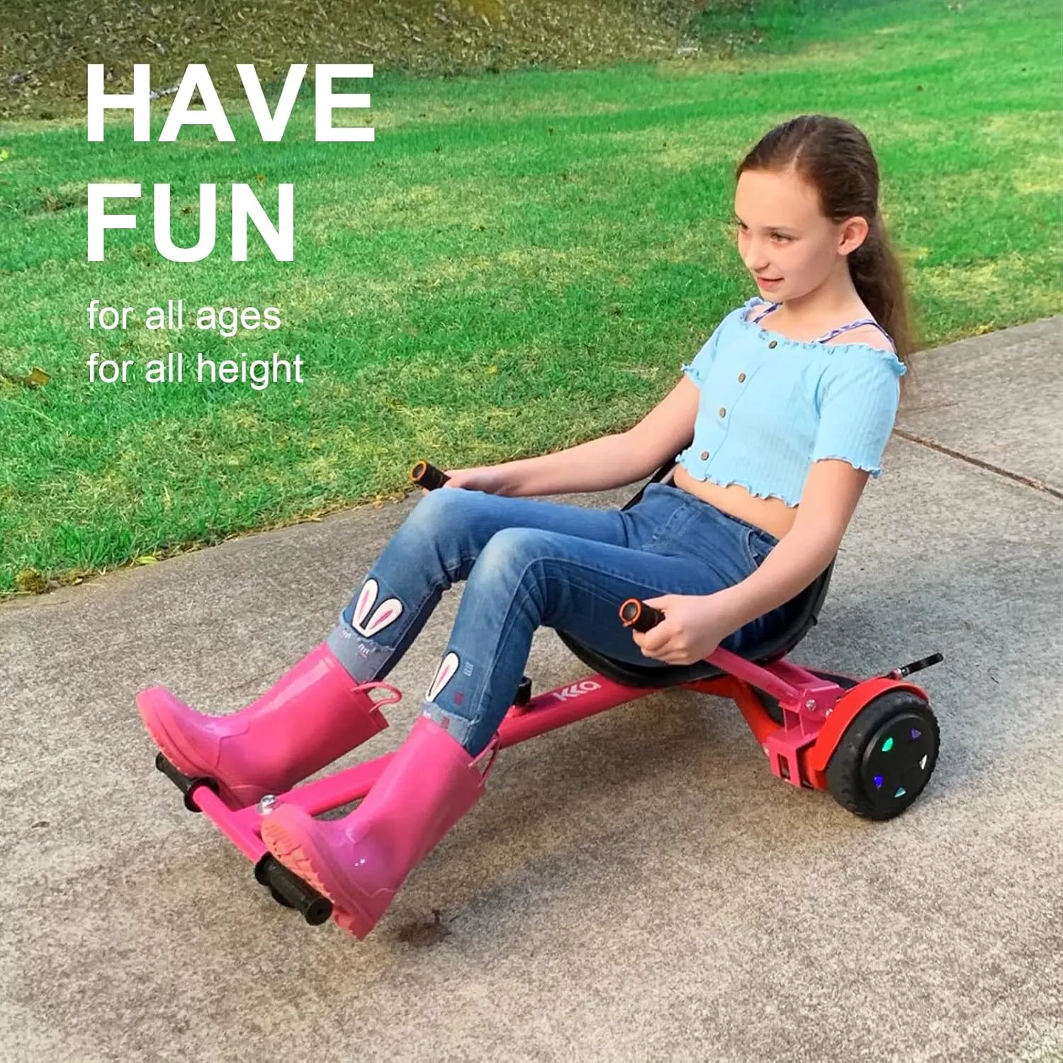 Hoverboard Seat Attachment for 6.5”-10” Hover Board, Upgrade Design No Need for Velcro Straps, Go Kart Conversion Kit Accessory for Self Balancing Scooter Transform into Go Cart
