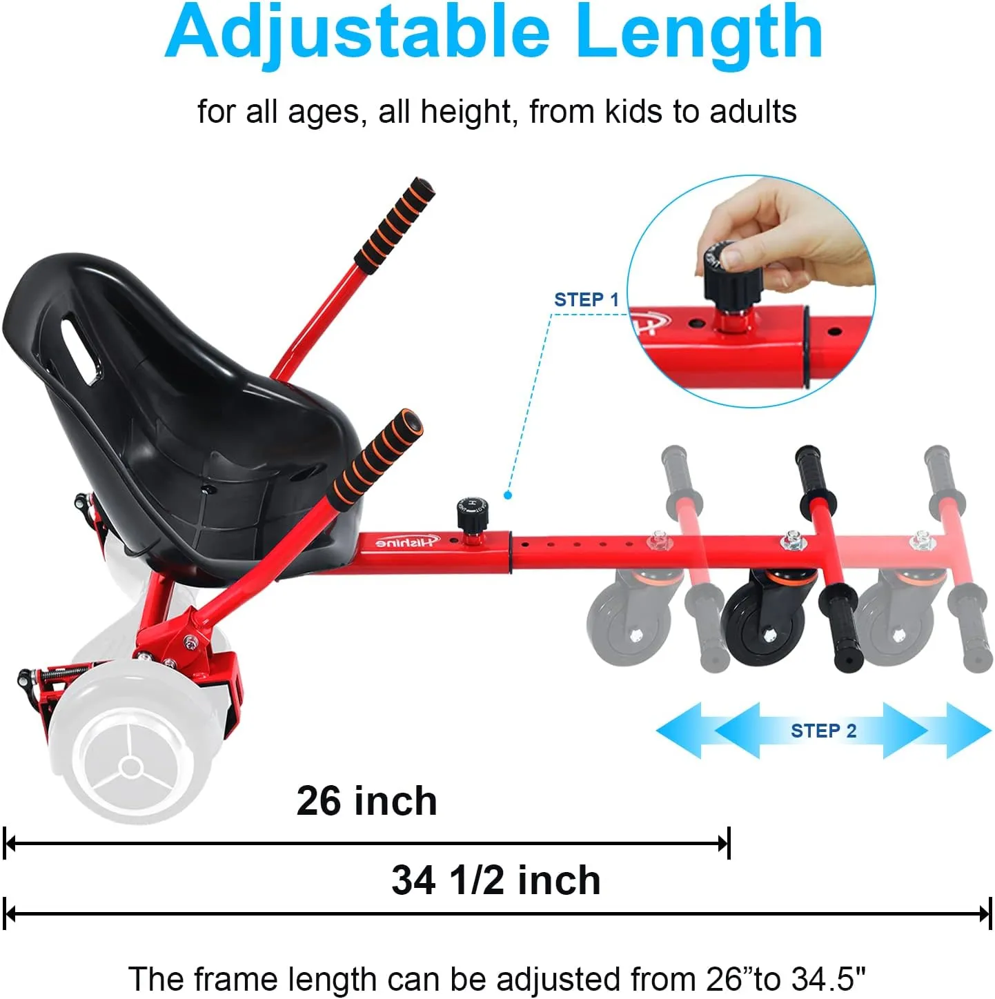 Hoverboard Seat Attachment for 6.5”-10” Hover Board, Upgrade Design No Need for Velcro Straps, Go Kart Conversion Kit Accessory for Self Balancing Scooter Transform into Go Cart