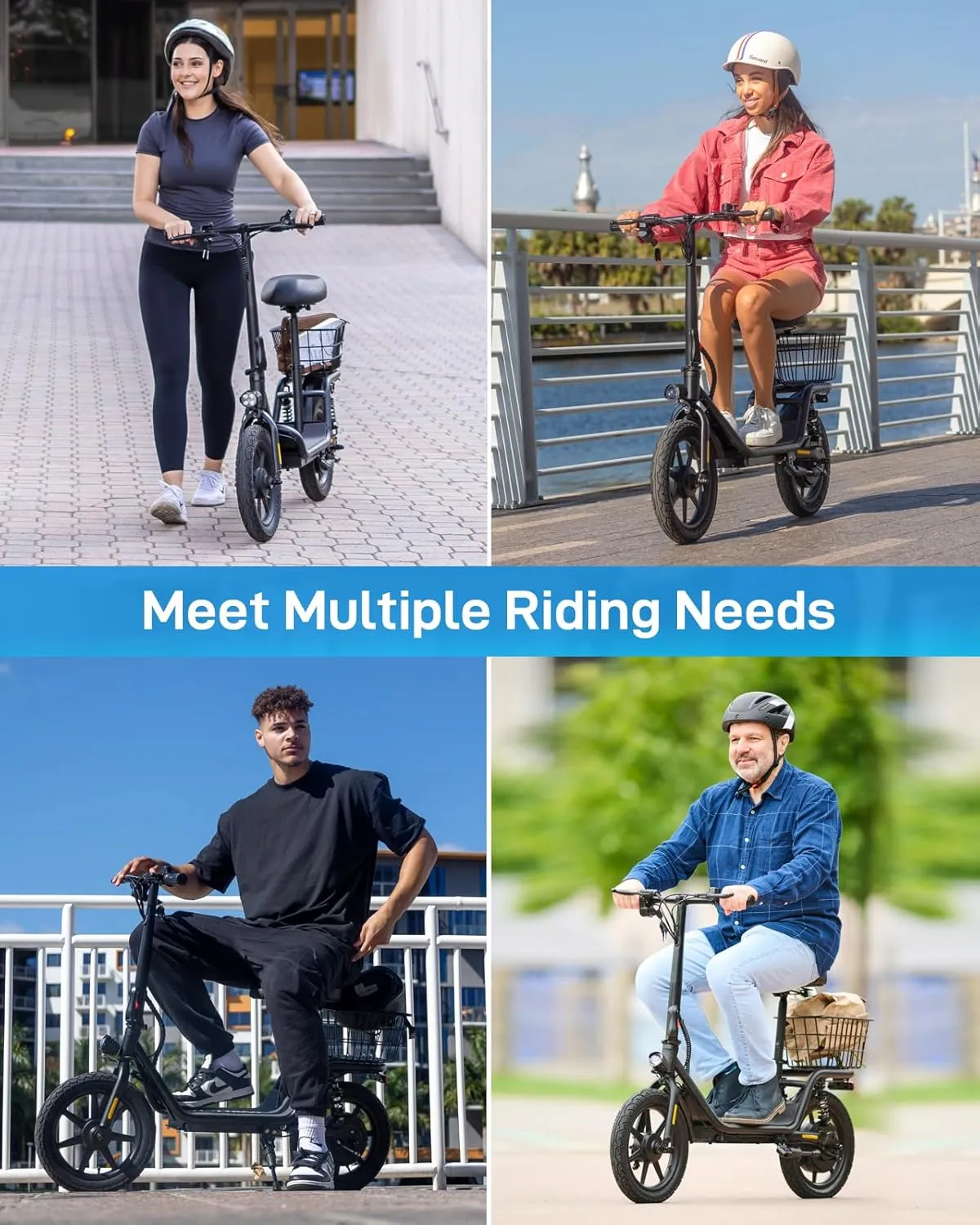 Hoverfly 14" Electric Scooter with Seat Adult, 550W/750W Peak Motor, 18.6/25 Miles Range, 15.5/22Mph Max Speed, Height-Adjustable Comfort Seat, Commuter Escooter with Carry Basket&Accessories