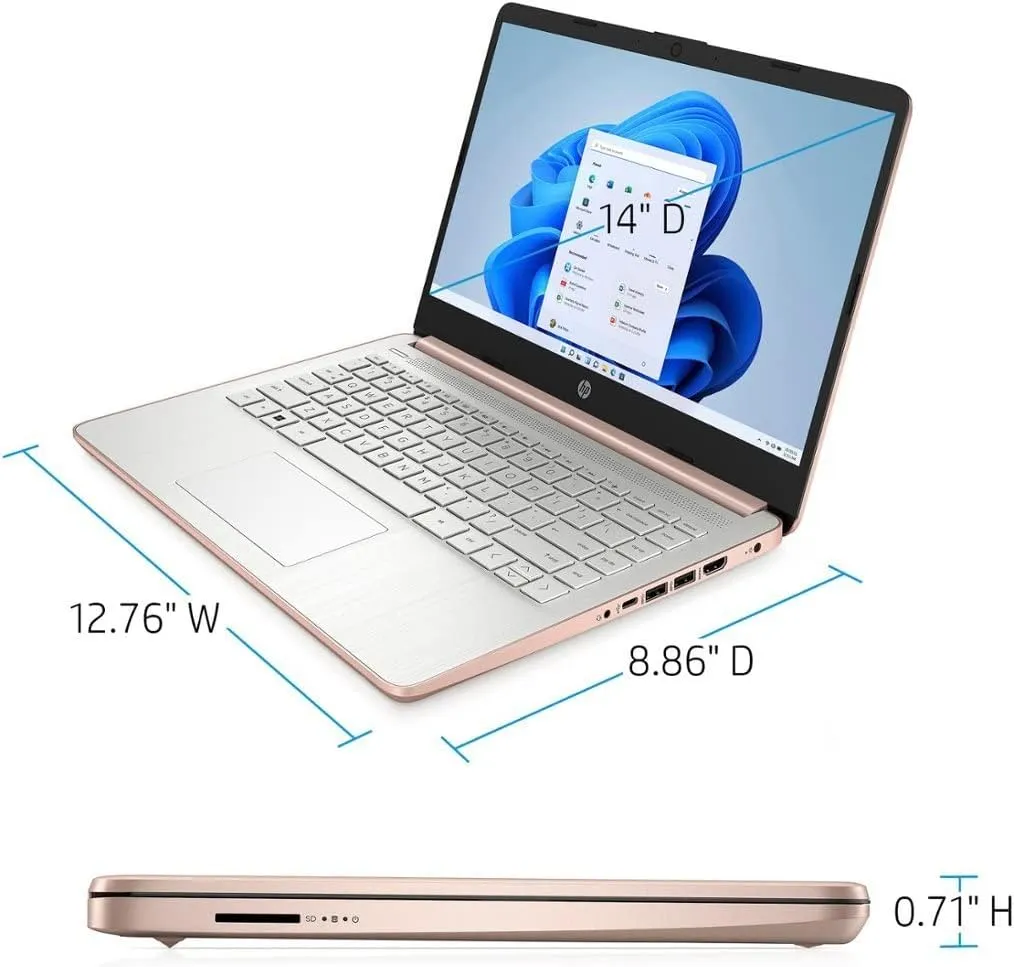 HP 2021 Stream 14in HD Laptop Light-Weight, Intel N4020 (Up tp 2.8GHz), 4GB RAM, 64GB eMMC, 1 Year Office 365, Webcam, HDMI, Google Classroom or Zoom Compatible, w/64GB SD Card, Accessories