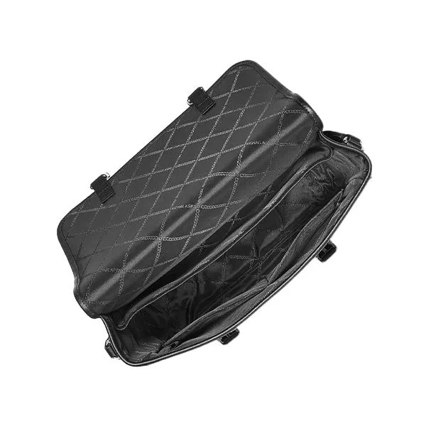 Hudson Pebbled Black Leather Messenger Bag with Pouch