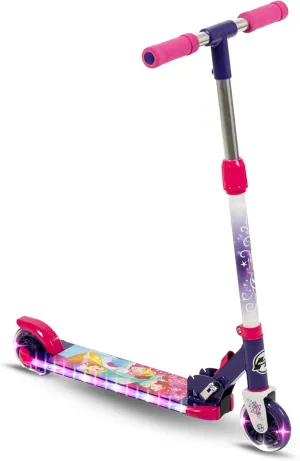 Huffy Disney and Marvel Light Up Kids' Inline Scooters, Multiple Color Options, LED Lights, Ages 5  Years Old, Adjustable Handlebar, Durable Steel Frame, Foldable, Girls/Boys, 2-Wheels