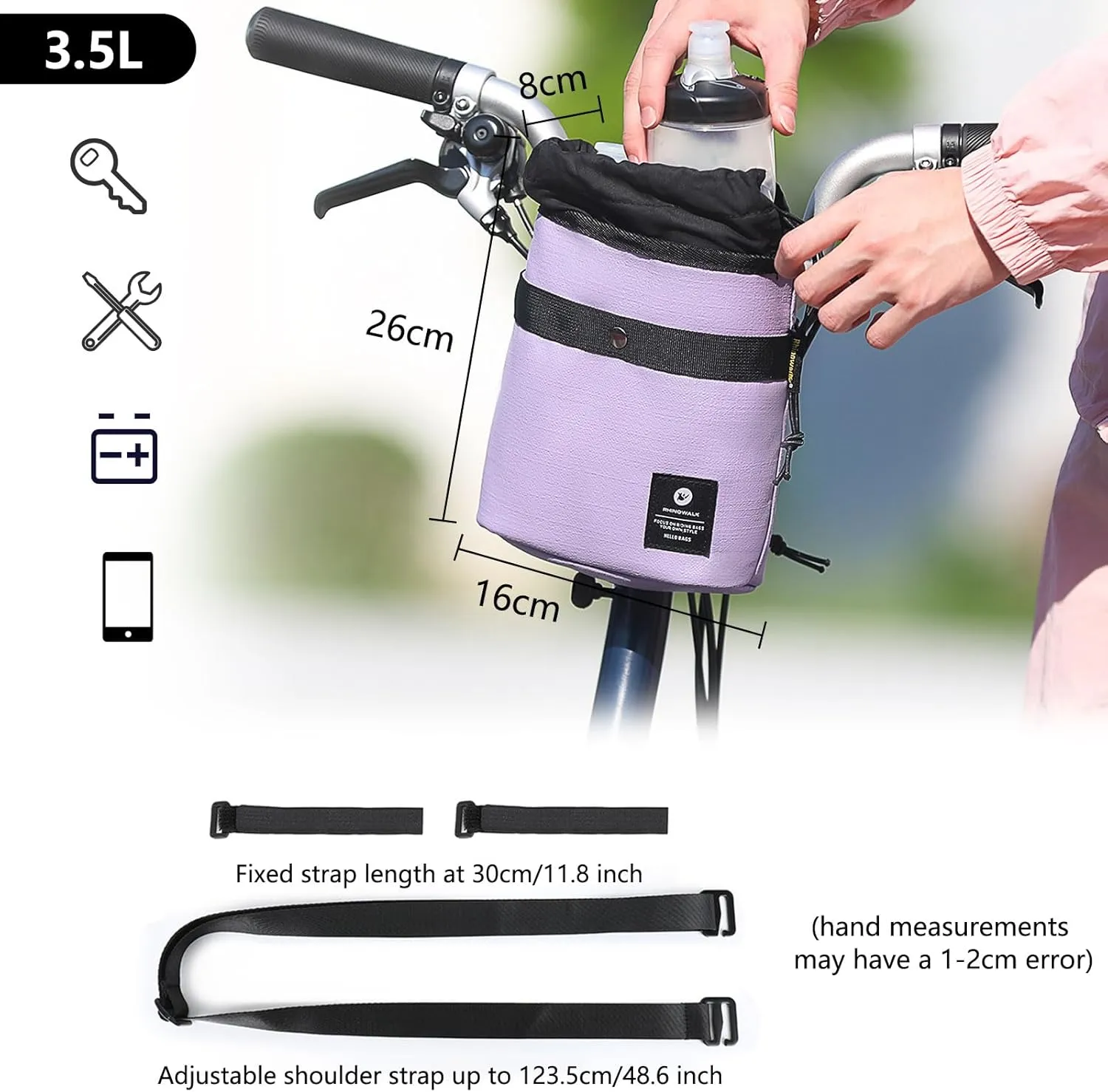 HUNTVP Bike Handlebar Bag 3.5L Bicycle Front Bag Scooter Bag Mountain Road Bike Bag for Cycling Handle Bar Bag for Bicycles Shoulder Bag Crossbody Bag