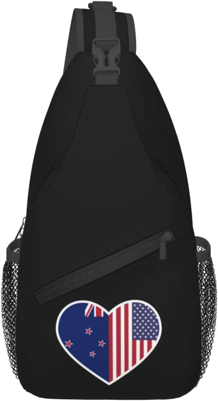 I Love America And New Zealand Crossbody Bags For Women Men Chest Backpack Gym Shoulder Bag Travel Outdoor Sports Casual Crossbody Bags