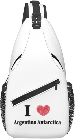 I Love Argentine Antarctica Crossbody Bags For Women Men Chest Backpack Gym Shoulder Bag Travel Outdoor Sports Casual Crossbody Bags