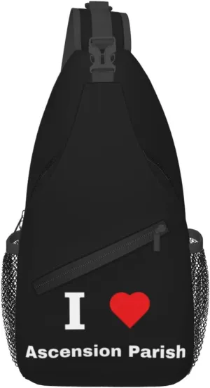 I Love Ascension Parish Crossbody Bags For Women Men Chest Backpack Gym Shoulder Bag Travel Outdoor Sports Casual Crossbody Bags