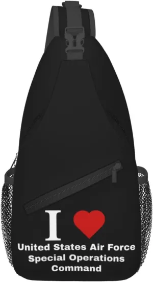 I love United States Air Force Special Operations Command Crossbody Bags For Women Men Chest Backpack Gym Shoulder Bag Travel Outdoor Sports Casual Crossbody Bags
