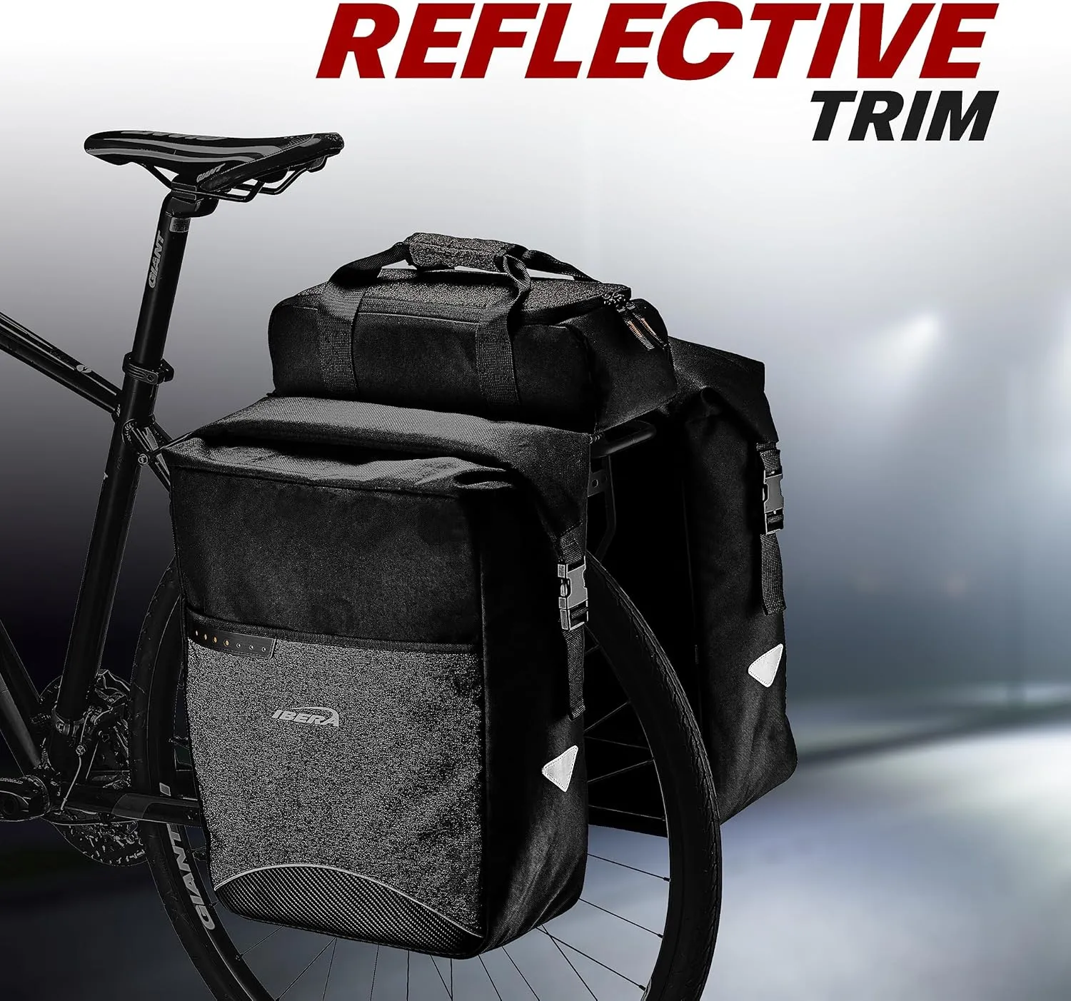 Ibera MIK Panniers - Durable, Waterproof Bike Bags for Convenient and Secure Storage - Adjustable Hooks and Reflective Details (COMPATIBLE WITH MIK RACKS ONLY)