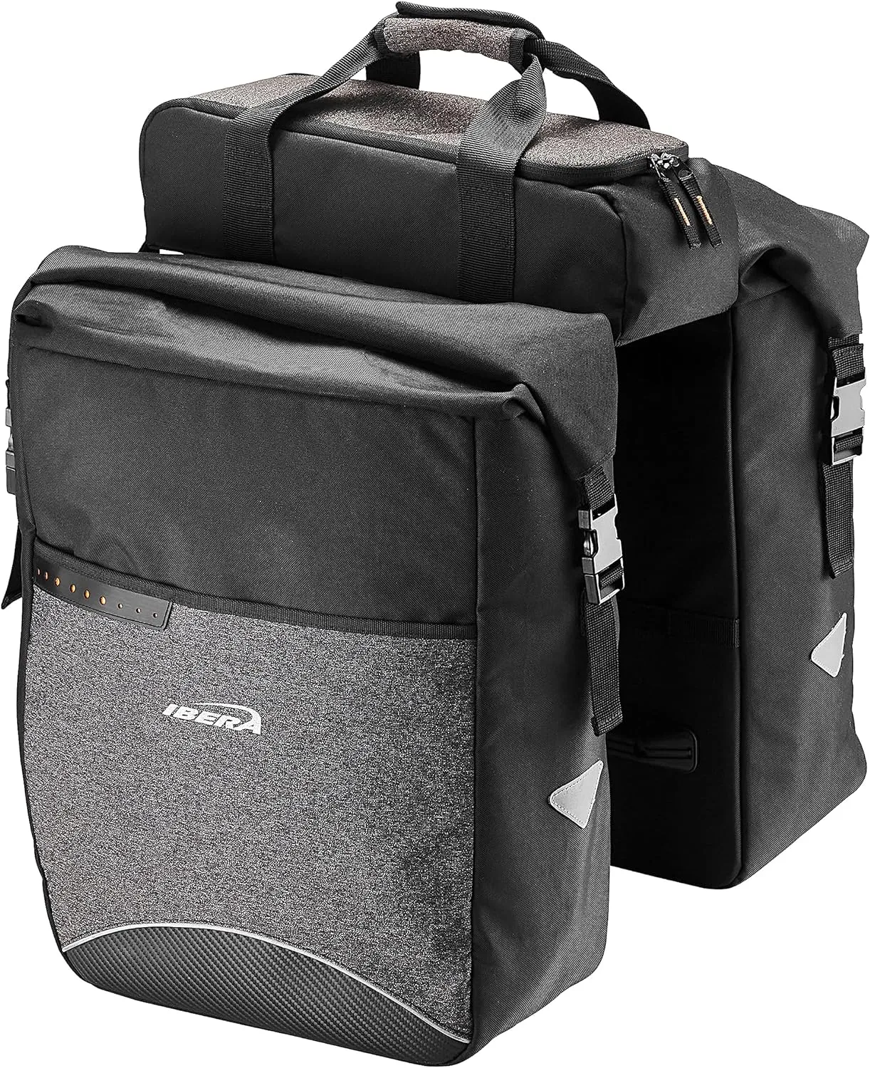 Ibera MIK Panniers - Durable, Waterproof Bike Bags for Convenient and Secure Storage - Adjustable Hooks and Reflective Details (COMPATIBLE WITH MIK RACKS ONLY)