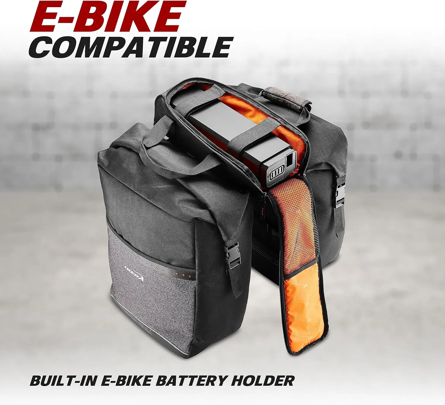 Ibera MIK Panniers - Durable, Waterproof Bike Bags for Convenient and Secure Storage - Adjustable Hooks and Reflective Details (COMPATIBLE WITH MIK RACKS ONLY)