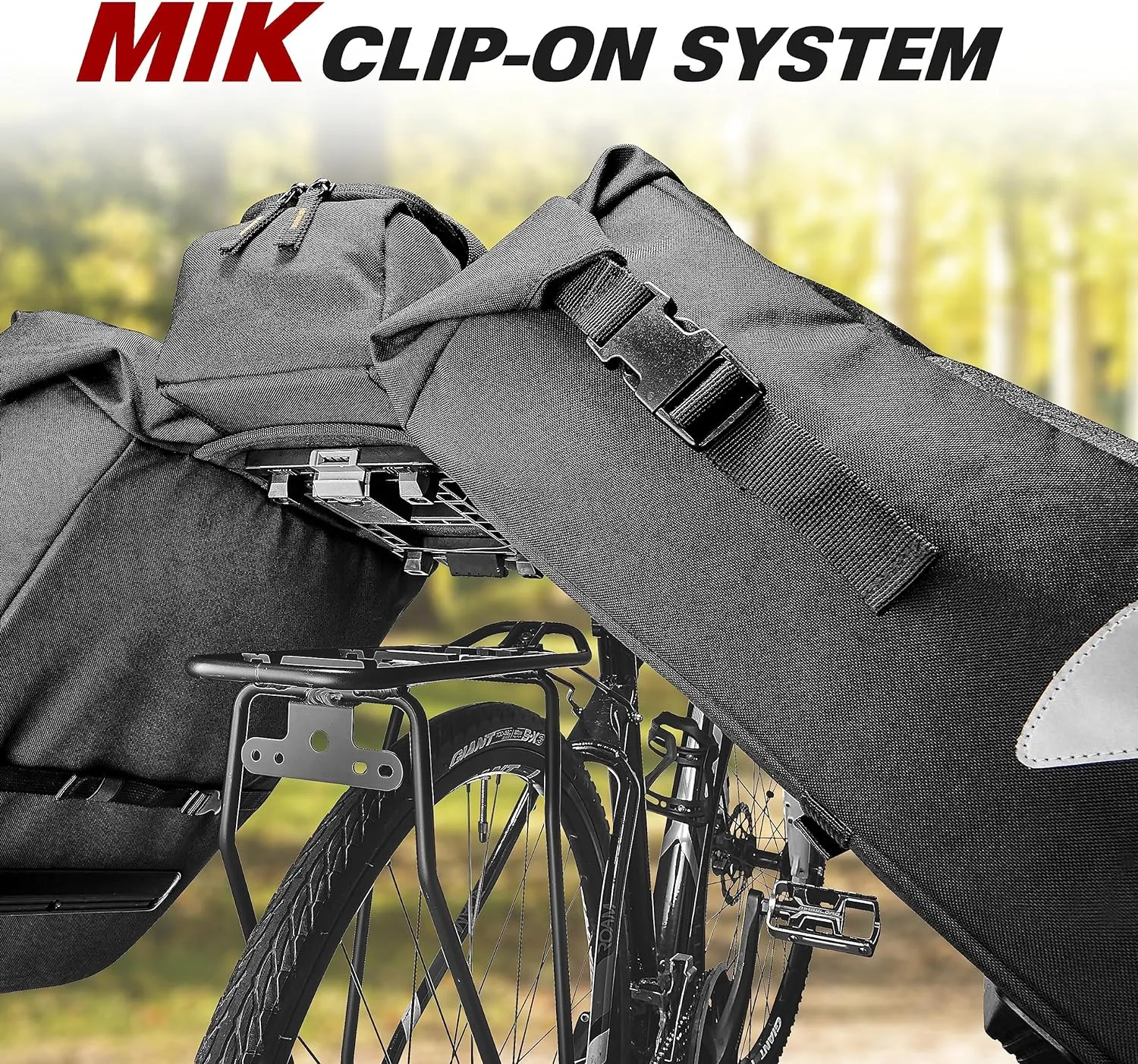 Ibera MIK Panniers - Durable, Waterproof Bike Bags for Convenient and Secure Storage - Adjustable Hooks and Reflective Details (COMPATIBLE WITH MIK RACKS ONLY)