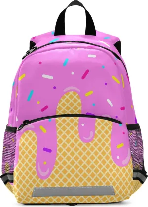 Ice Cream Cone Mini Backpack Schoolbag Kids Daypack Toddler Travel School Bag for Kindergarten Preschool Nursery Children Boys Girls with Chest Strap