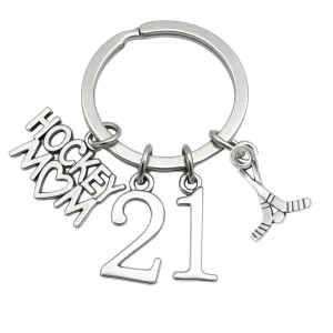 Ice Hockey Mom Jersey Number Keychain