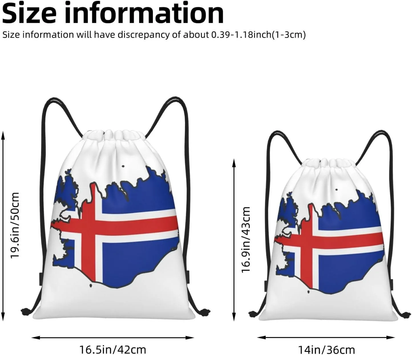 Iceland Flag Map print Sports Drawstring Backpack String Swim Gym Bag for Women and Men Small Gym Bag