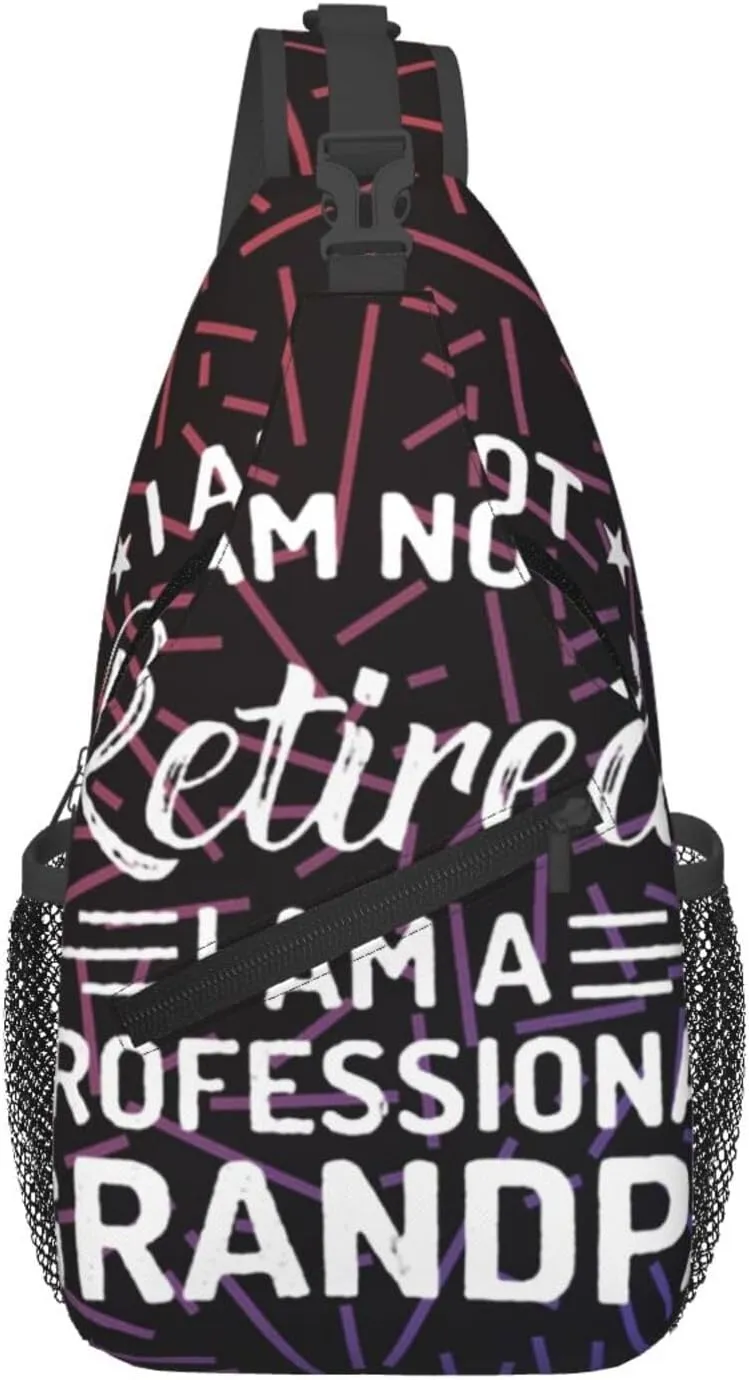 I'M Not Retired I'M A Professional Grandpa Small Crossbody Backpack Sling Bag For Men Women Mini One Shoulder Chest Bags Gym Sport Travel Hiking Daypack