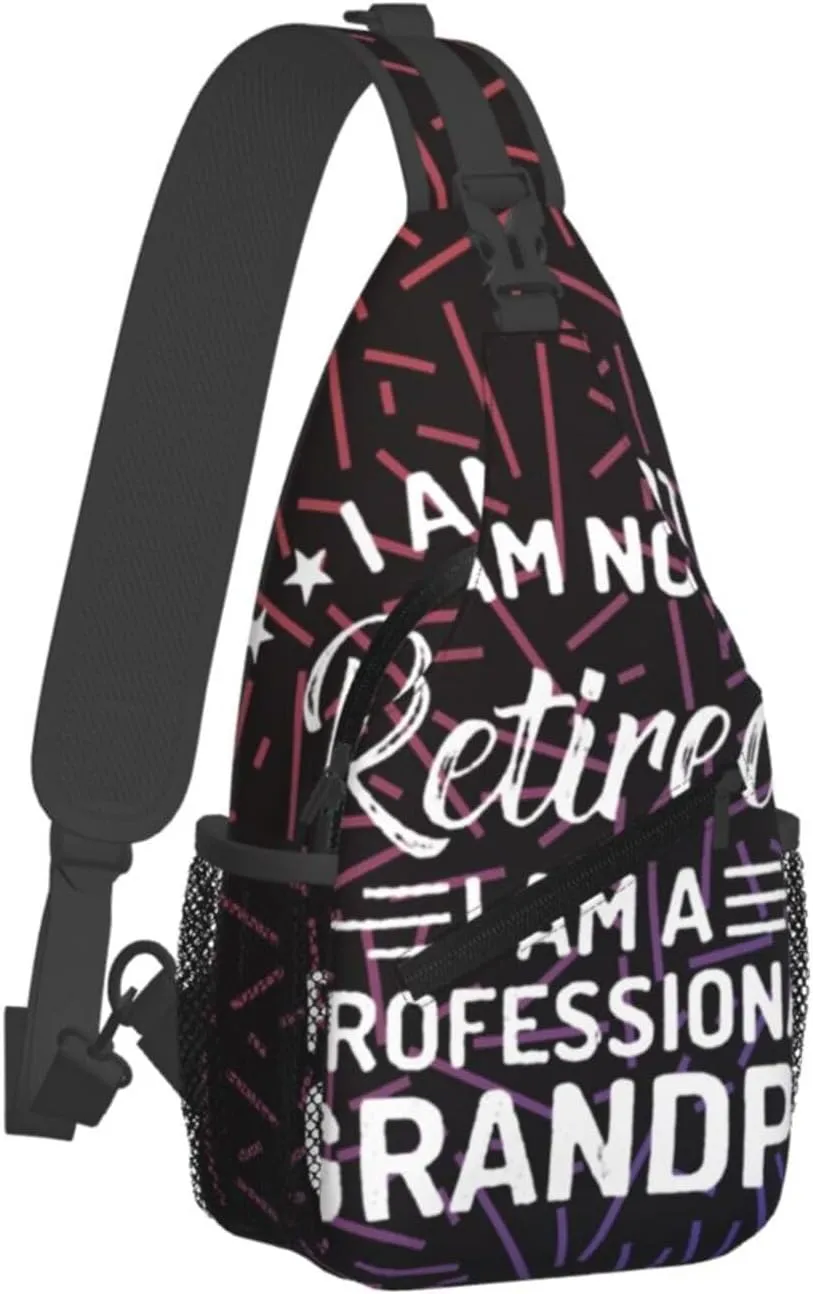 I'M Not Retired I'M A Professional Grandpa Small Crossbody Backpack Sling Bag For Men Women Mini One Shoulder Chest Bags Gym Sport Travel Hiking Daypack