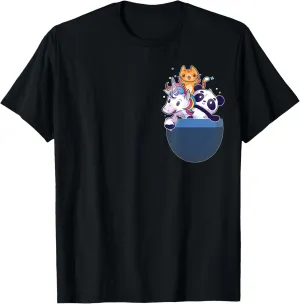 Imaginary Unicorn Panda Cat Breast Bag Friends T-Shirt