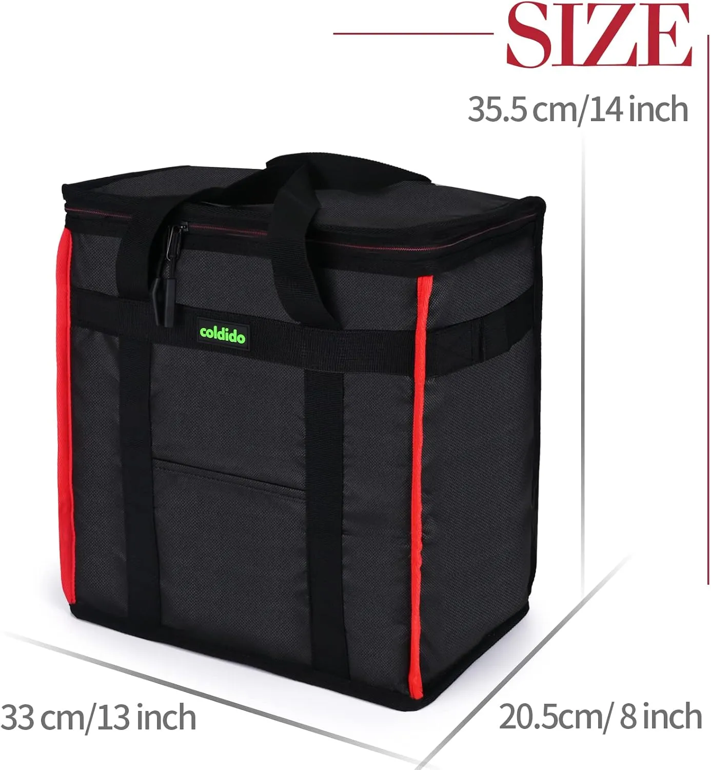 Insulated Reusable Grocery Bags (1-Pack), Cooler Bags Insulated with Hard Bottom Insert Stands Upright, Sturdy Zipper Food Delivery Bag for Warm or Cold,M