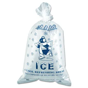 Inteplast Group IBS IC1221 Super Extra-Heavy Grade Ice Bag, 21" Height, 12" Width, 1.5mil Thickness, Polyethylene, 10 lb. Capacity, Clear/Blue (Pack of 1000)
