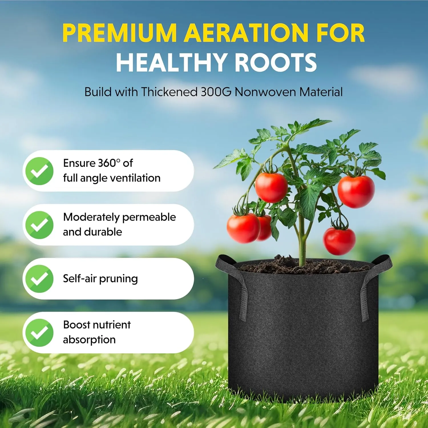 iPower 20 Pack 1 Gallon Grow Bags 300G Thickened Sturdy Plant Fabric Pots with 20 Labels and Handles, Aeration Garden Cloth Planter Bag for Outdoor Fruits, Vegetables and Flowers