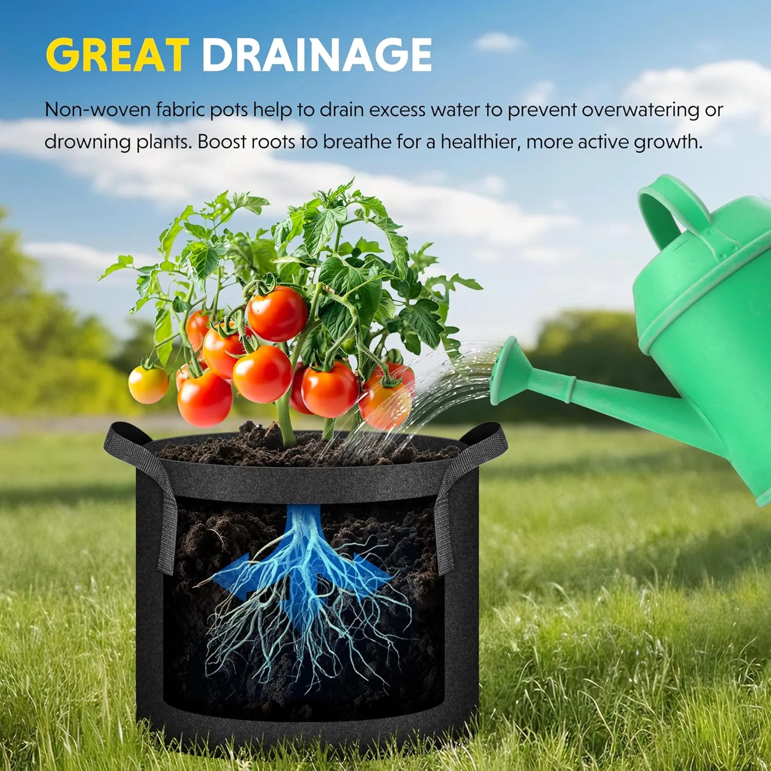iPower 20 Pack 1 Gallon Grow Bags 300G Thickened Sturdy Plant Fabric Pots with 20 Labels and Handles, Aeration Garden Cloth Planter Bag for Outdoor Fruits, Vegetables and Flowers