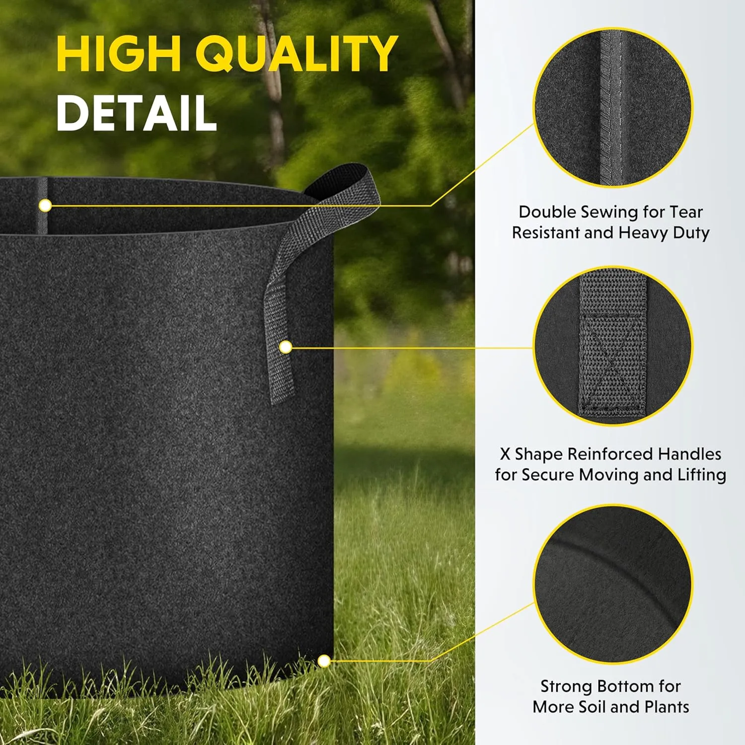 iPower 20 Pack 1 Gallon Grow Bags 300G Thickened Sturdy Plant Fabric Pots with 20 Labels and Handles, Aeration Garden Cloth Planter Bag for Outdoor Fruits, Vegetables and Flowers