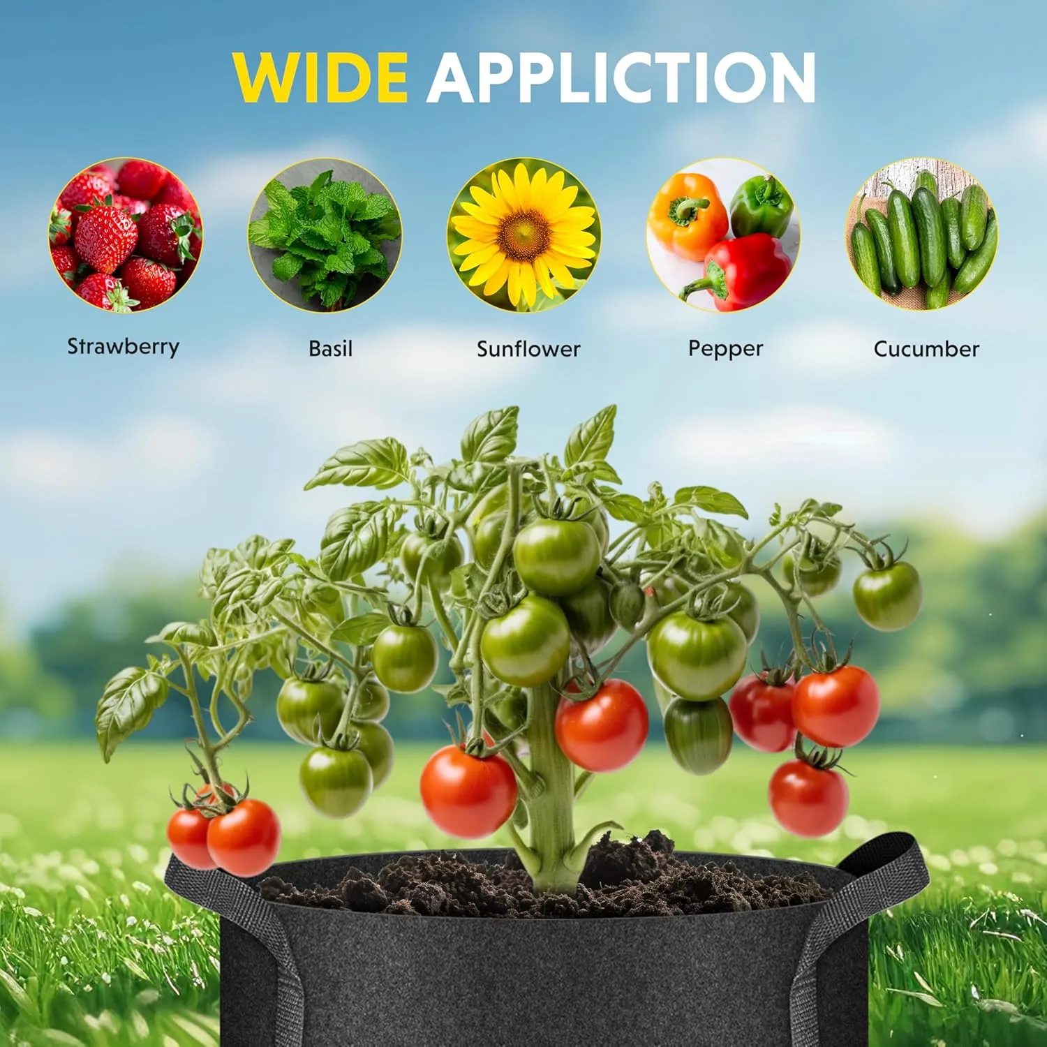 iPower 20 Pack 1 Gallon Grow Bags 300G Thickened Sturdy Plant Fabric Pots with 20 Labels and Handles, Aeration Garden Cloth Planter Bag for Outdoor Fruits, Vegetables and Flowers